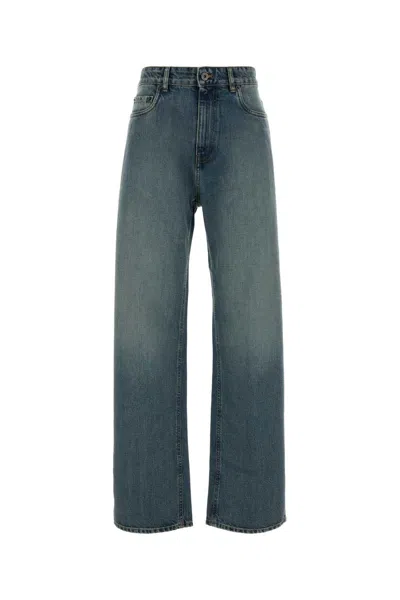 Miu Miu Blue Cotton Pants In Black