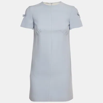 Pre-owned Miu Miu Blue Crepe Cut-out Sleeve Mini Dress Xs