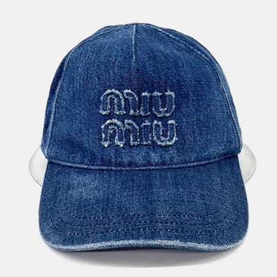 Pre-owned Miu Miu Blue Denim Cap