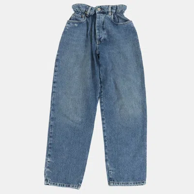 Pre-owned Miu Miu Blue Denim Gatherer Waist Pants Size S