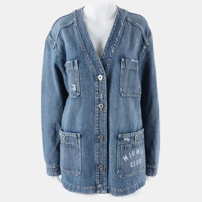 Pre-owned Miu Miu Blue Denim Jacket Size Xs
