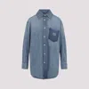 Miu Miu Denim Shirt With Chest Pocket And Round Hem