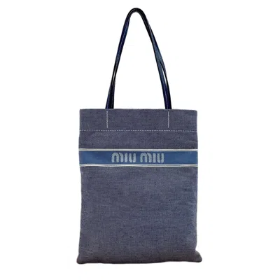 Pre-owned Miu Miu Blue Denim Tote Bag ()