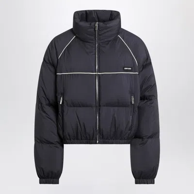 Miu Miu Blue Down Jacket With Logo Women