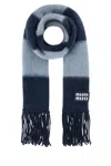 Miu Miu Women Embroidered Mohair Blend Scarf In Blue