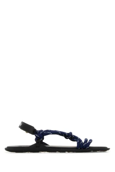 Miu Miu Riviere Cord And Leather Sandals In Baltic Blue