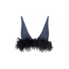 MIU MIU BLUE FEATHER COTTON TOP FOR WOMEN | SS24 COLLECTION