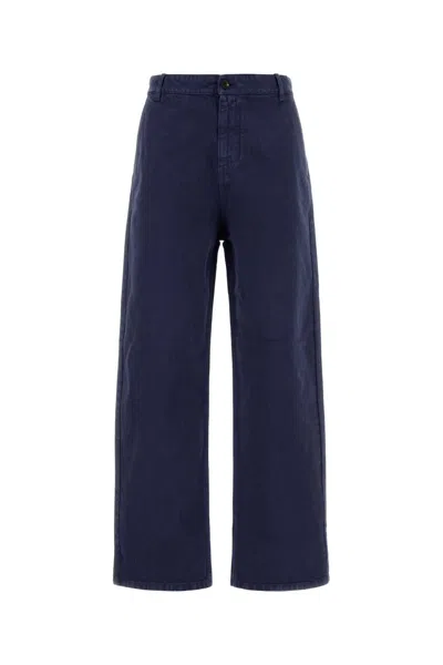 Miu Miu Relaxed Straight Leg Gabardine Pants In Blue