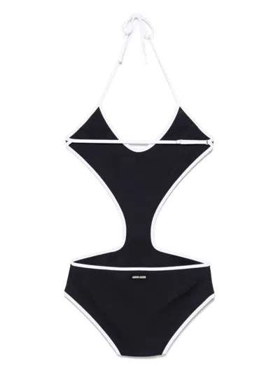 Miu Miu Blue Halter Neck Swimwear In Black