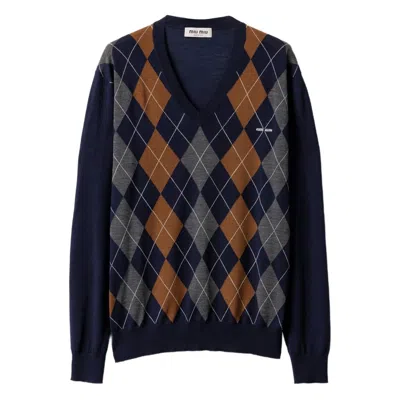 MIU MIU MIU MIU BLUE KNITWEAR - JUMPERS WOMEN