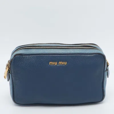 Pre-owned Miu Miu Blue Leather Crossbody Bag