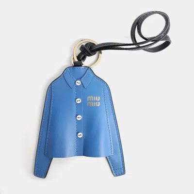Pre-owned Miu Miu Blue Leather Keyring And Vag Charm