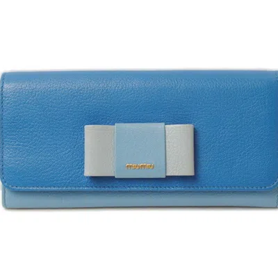 Pre-owned Miu Miu Blue Leather Long Wallet (bi-fold) ()