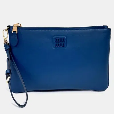 Pre-owned Miu Miu Blue Leather Pouch