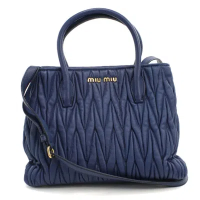 Pre-owned Miu Miu Blue Leather Tote Bag ()