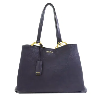 Pre-owned Miu Miu Blue Leather Tote Bag ()