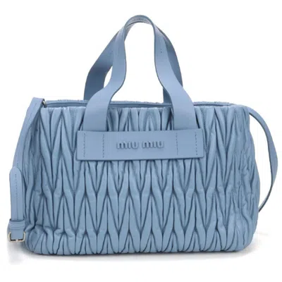 Pre-owned Miu Miu Blue Leather Tote Bag ()