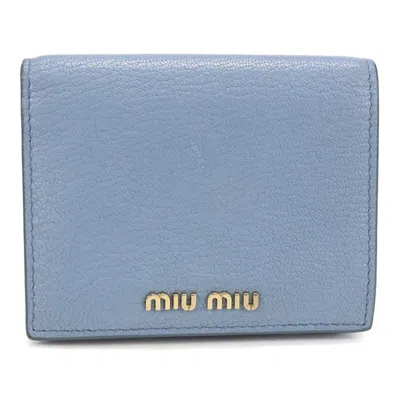 Pre-owned Miu Miu Blue Leather Wallet (bi-fold) ()