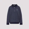 Miu Miu Striped Cotton Sweatshirt With Pointed Collar
