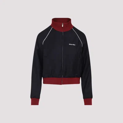 MIU MIU BLUE LOGO WOOL JACKET