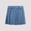 Miu Miu Skirt Denim With Belt Loops And Pleated Design In Blue