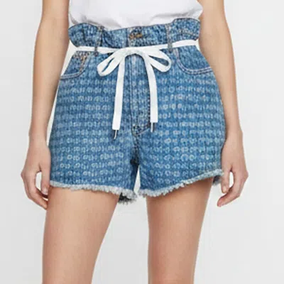 Pre-owned Miu Miu Blue Monogram Denim Regular Fit Shorts M