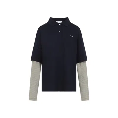 Miu Miu Blue Oliva Cotton Polo In Multi