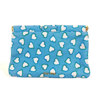 Pre-owned Miu Miu Blue Pink Canvas Clutch Bag Pouch () In Multi