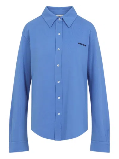 MIU MIU MIU MIU BLUE PIQUET SHIRT