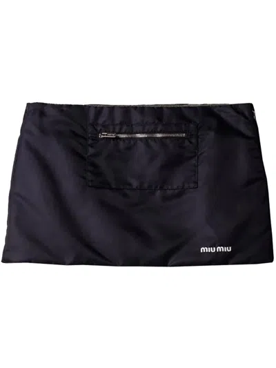 Miu Miu Blue Polyamide Midi Skirts In Black