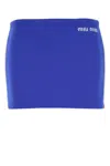 Miu Miu Blue Stretch Nylon Mini Skirt In Blue