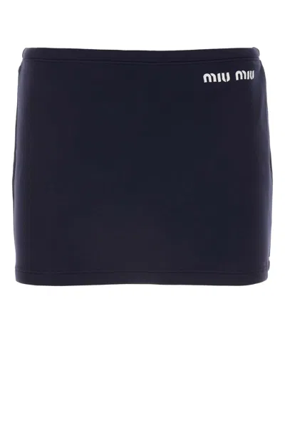 Miu Miu Blue Stretch Nylon Mini Skirt