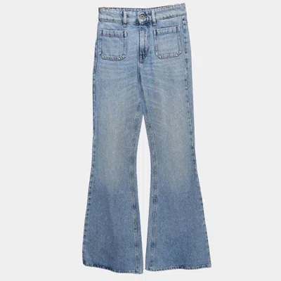 Pre-owned Miu Miu Blue Washed Denim Flared Jeans S Waist 24"