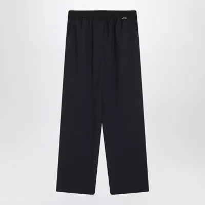 Miu Miu Blue Wool Pants Women In Black