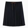 Miu Miu Blue Wool Pleated Skirt Women In Blue
