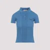 Miu Miu Short Sleeve Polo Shirt Ribbed Texture In Blue
