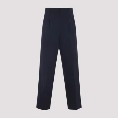 Miu Miu Dark Blue Stretch Wool Wide-leg Pant