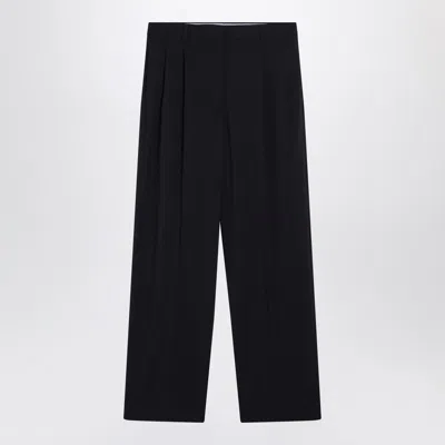 Miu Miu Blue Wool Trousers In Multi