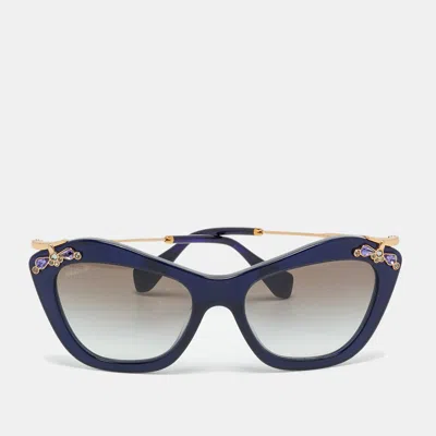 Pre-owned Miu Miu Blue/brown Gradient Smu 03p Crystal Cat Eye Sunglasses
