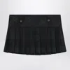 Miu Miu Blue/green Pleated Wool Mini Skirt In Blue