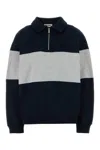 Miu Miu Half-zip Striped Sweatshirt In Blue