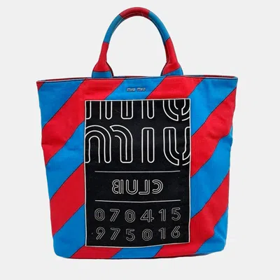 Pre-owned Miu Miu Blue/red/multicolor Fabric Tote Bag