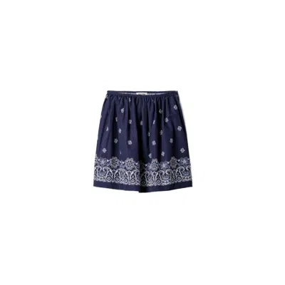 MIU MIU MIU MIU BLUE/WHITE PRINTED SLUBBED POPLIN SKIRT