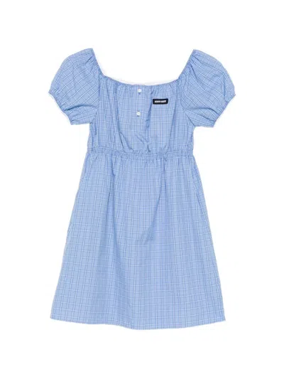 Miu Miu Check Pattern Popeline Short Dress In Blue