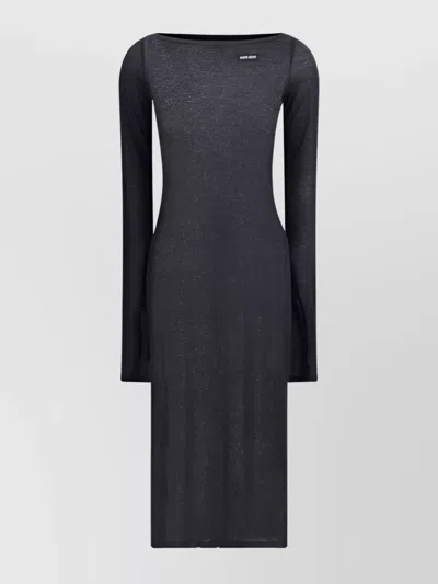 Miu Miu Boat Neckline Long Sleeve Jersey Dress In Black