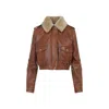 Miu Miu Logo-applique Leather Bomber Jacket In Multi