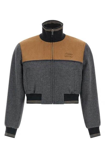 Miu Miu Bomber Velour In Gray