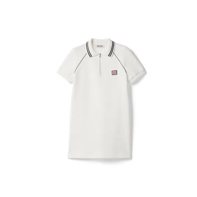 Miu Miu Bonded Cotton Piqué Minidress In White