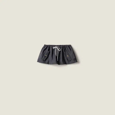 Miu Miu Bonded Kid Mohair Miniskirt In Blue