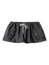 Miu Miu Mini Skirt Mohair Blend Drawstring Elastic Waistband Button In Blue